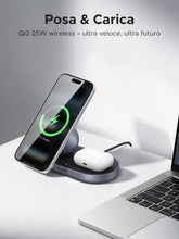 Carica l'immagine nel visualizzatore di Gallery, UGREEN Zapix Qi2 25W Caricatore Wireless 2 in 1 MagSafe (Nero)