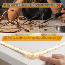Carica l'immagine nel visualizzatore di Gallery, 10PCS Connettori Striscia LED COB 2 Pin 8 mm, 2PCS Diritti Trasparenti e 9PCS Connettore Angolo a Forma di L Senza Salda