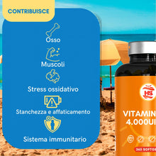Carica l'immagine nel visualizzatore di Gallery, Vitamina D3 K2 4000 UI – 365 Capsule Molli - Vitamina D ad Alto Dosaggio