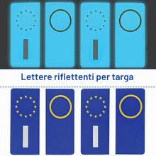 Carica l'immagine nel visualizzatore di Gallery, GXGM 4 Pezzi Adesivi Targa Auto Rifrangenti Ultra Resistente Pioggia e Sole 45 x 98 mm
