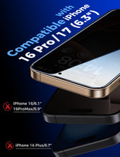 Carica l'immagine nel visualizzatore di Gallery, MAGIC JOHN Privacy Pellicola Protettiva per iPhone 16 Pro/iPhone 17, Anti-Spy Vetro Temperato Film, Durezza 9H, Rimozion