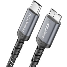 Carica l'immagine nel visualizzatore di Gallery, deleyCON 0,5m Cavo USB 3.0 Micro-B Corto 5 Gbps - USB-C a Micro-B - Cavo Dati in Nylon per Box/HDD/SSD Esterni - per Tos