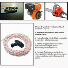 Carica l'immagine nel visualizzatore di Gallery, Corda di avviamento a strappo con maniglia di avviamento a tirare, 2,4m / 5,0mm, corda di avviamento e maniglia per moto