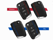 Carica l'immagine nel visualizzatore di Gallery, Custodia in silicone per chiave compatibile con VW Golf 7, Skoda, Seat, 3 pulsanti, rosso e blu, 2 pezzi (blu e rosso)