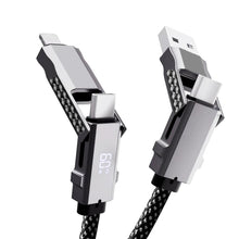 Carica l'immagine nel visualizzatore di Gallery, Multi Cavo di Ricarica,65W 4 in 1 Cavo Ricarica Rapidacavo Multi con Display Digitale Luce LED RGB Micro USB Tipo C Ligh