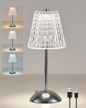 Carica l'immagine nel visualizzatore di Gallery, HARPER LIVING Lampada da tavolo LED ricaricabile a batteria, 3 colori e intensità variabile, lampada da comodino con fin