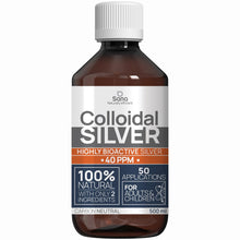 Carica l'immagine nel visualizzatore di Gallery, Argento colloidale 40 PPM 500 ml | acqua d'argento premium più forte di 25 ppm | per uomo, cane e gatto | carbonio neutr
