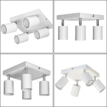 Carica l'immagine nel visualizzatore di Gallery, Lampadario Faretti Orientabili 4 Punti Luce Base GU10 max. 4x50W Due Montaggi Possibili Faretti Soffitto o Faretti Paret