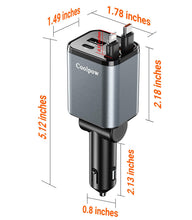 Carica l'immagine nel visualizzatore di Gallery, Coolpow Caricatore Auto USB C【Ricarica Rapido】Accendisigari USB Retrattile