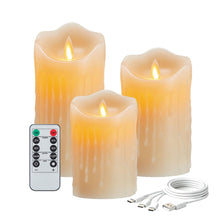 Carica l'immagine nel visualizzatore di Gallery, Lonkenn Set di 3 Candele LED Ricaricabili con Telecomando e Timer - Effetto Cera Reale, Fiamma Tremolante, Cavo USB Type