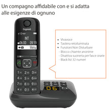 Carica l'immagine nel visualizzatore di Gallery, Gigaset AS690A Telefono Portatile con Segreteria, Display Illuminato, Nero