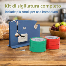Carica l'immagine nel visualizzatore di Gallery, TOPWAY Sigillatrice a Nastro per Sacchetti di Plastica con 10 Nastri Adesivi da 36m Ciascuno, Dispenser di Nastro Sigill
