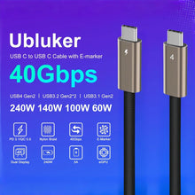 Carica l'immagine nel visualizzatore di Gallery, Ubluker Cavo USB C a USB C 40Gbps 1M, 240W 100W 60W USB4 24PIN per Thunderbolt 4 Emarker 48V 5A PD 3.1 Video Audio Sinc 