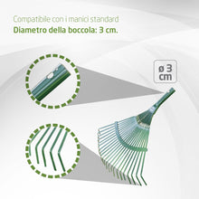 Carica l'immagine nel visualizzatore di Gallery, Amig - Rastrello - Rastrello giardino 22 denti - Resistente e funzionale - 400 mm - Acciaio - Verde