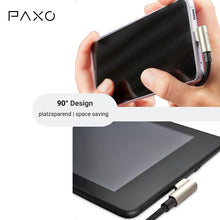 Carica l'immagine nel visualizzatore di Gallery, PAXO Cavo micro USB in nylon da 2 m, colore: nero, connettore angolare a 90 gradi, cavo USB a micro USB, cavo di ricaric