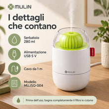 Carica l'immagine nel visualizzatore di Gallery, MULIN Mini umidificatore da 280 ml, per camera da letto/cameretta dei bambini/piante, Autonomia 6 Ore, 28 dB, silenzioso