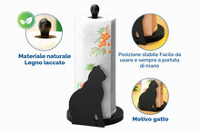 Carica l'immagine nel visualizzatore di Gallery, Maximex porta rotolo da cucina con gatto nero, altezza 30 cm