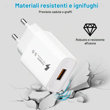 Carica l'immagine nel visualizzatore di Gallery, Caricatore USB Quick Charge 3.0 18W per Xiaomi Redmi 12/Note 12/11/10/9/8,11T/Mi12/Mi11/Mi10/Mi9/Redmi Pro5G/Poco X3 Pro