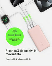 Carica l'immagine nel visualizzatore di Gallery, Belkin BoostCharge Power Bank 10000mAh con Porte USB-C e USB-A - Rosa