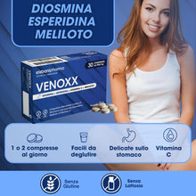 Carica l'immagine nel visualizzatore di Gallery, CISBANI PHARMA Venoxx Diosmina, Esperidina, Meliloto e Vitamina C, 30 cpr