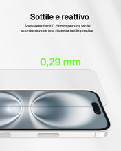 Carica l'immagine nel visualizzatore di Gallery, Belkin ScreenForce UltraGlass 2 Pellicola Vetro per iPhone 16, antigraffio, con durezza di 9H, include un supporto di al
