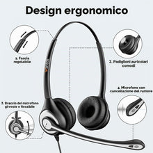 Carica l'immagine nel visualizzatore di Gallery, Wantek Cuffie con microfono USB 3,5 mm Jack Tipo C Adattatore Professioanl Cuffie con Cancelling Mic per Call Center Bus