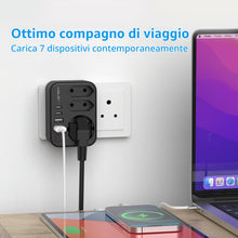 Carica l'immagine nel visualizzatore di Gallery, JSVER Adattatore da viaggio tipo M per il Sud Africa con 1 presa Schuko e 2 prese UE, adattatore da viaggio Sudafrica Ge