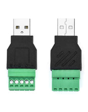 Carica l'immagine nel visualizzatore di Gallery, QWORK® 2 Pz Connettori USB, USB 2.0 A Maschio a 5 Pin PCB Morsetto a Vite Femmina per la Ricarica e il Trasferimento dei