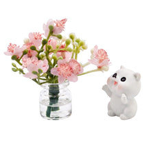 Carica l'immagine nel visualizzatore di Gallery, 2 Pezzi Decorazioni Auto Interni, Simpatico Gatto e Vaso di Fiori di Pesco Rosa, Ornamenti per Cruscotto Auto con Adesiv