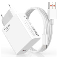 Carica l'immagine nel visualizzatore di Gallery, 120W Caricatore Alimentatore USB C Rapida con Tipo C Cavo 6A per Xiaomi
