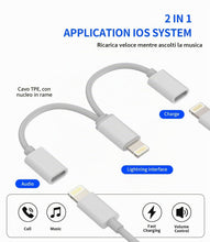 Carica l'immagine nel visualizzatore di Gallery, per iPhone Aux Ightning - Adattatore da jack a caricatore rapido (2 in 1) doppia spina per cuffie cavo di ricarica split
