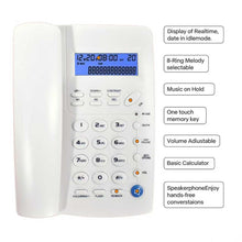 Carica l'immagine nel visualizzatore di Gallery, Ornin Y043 Telefono fisso con altoparlante, visualizzazione chiamate tramite LCD, Bianco