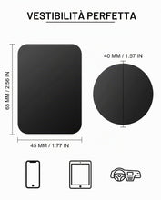 Carica l'immagine nel visualizzatore di Gallery, Placche Metalliche Adesive Nere 8 Pezzi (4 Rotonde, 4 Rettangolari) | Ø40mm &amp; 45x65mm. Adesivo 3M Ultra Forte per Fissag