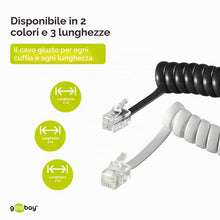 Carica l'immagine nel visualizzatore di Gallery, Good Connections Rj10 Telefonh?rerkabel 4m Spiralkabel Stecker/stecker Schwarz