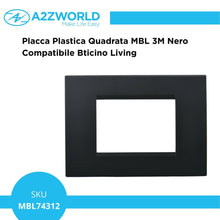 Carica l'immagine nel visualizzatore di Gallery, 10 Pezzi Placca Plastica Quadrata, 3 Moduli Posti Per Scatola 503, Compatibile Con Bticino Living, Colore Nero, Serie MB