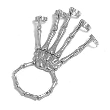 Carica l'immagine nel visualizzatore di Gallery, 1 Pezzi Bracciale a Mano con Scheletro e Anello, Bracciale con Scheletro Mano in Metallo, Bracciale Dito Halloween, Brac