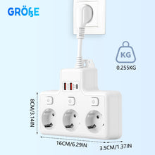 Carica l'immagine nel visualizzatore di Gallery, Ciabatta elettrica a 3 prese, con USB (PD 18 – 20 W), adattatore 6 in 1 con 3 prese indipendenti, multipresa per cucina,