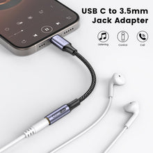 Carica l'immagine nel visualizzatore di Gallery, MOSWAG Adattatore USB C Jack Adattatore Cuffie con DAC in Nylon Intrecciato