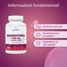 Carica l'immagine nel visualizzatore di Gallery, Bandini® Berberina 1000mg pura alto dosaggio | 180 compresse - Berberin HCl