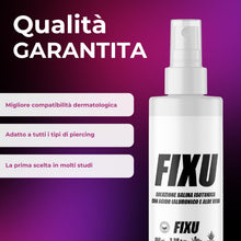 Carica l'immagine nel visualizzatore di Gallery, Soluzione Salina Piercing Spray FIXU 100ml con Acido Ialuronico e Aloe vera, Soluzione Fisiologica 100% Vegana, Deterge 