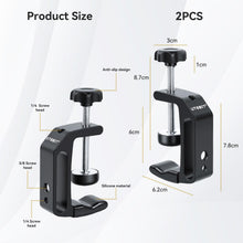 Carica l'immagine nel visualizzatore di Gallery, UTEBIT 60 mm C molto resistenti, 2 pinze in lega di alluminio regolabile, pinza C con fori 1/4" e 3/8", nero mini pinza 