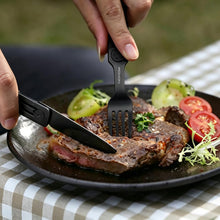 Carica l'immagine nel visualizzatore di Gallery, ROXON C1S Posata da campeggio Nero 3-in-1 (coltello, cucchiaio, forchetta)