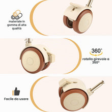 Carica l'immagine nel visualizzatore di Gallery, 4 Pezzi Rotelle per mobili, 360° Girevoli Ruote Antigraffio per Mobilia