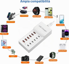 Carica l'immagine nel visualizzatore di Gallery, Caricatore USB C a 12 porte, stazione di ricarica USB da 50W/10A [6 USBC + 6 USBA], caricatore multiporta per iPhone 16/