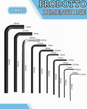 Carica l'immagine nel visualizzatore di Gallery, 10 Pezzi Mini Esagono Chiave a Brugola Sets,0,7mm-5mm Hexagon Hex Set, Chiavi Esagonali Acciaio al Carbonio, Chiavi a Br