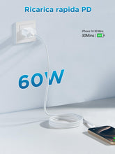 Carica l'immagine nel visualizzatore di Gallery, Cavo USB C USB C 2 Metri,60W Cavo Type-c to Type-c 3A PD Ricarica Rapida USBC Caricatore Tipo C a USB-C Cavetto Nylon Ca