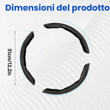 Carica l'immagine nel visualizzatore di Gallery, 3 Pezzi Coprivolante Auto, Fibra di Carbonio, Antiscivolo Segmentato, Rivestimento Volante Stile Farfalla Traspirante, U