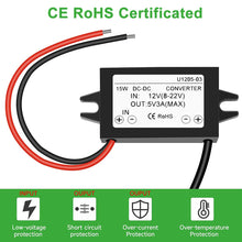 Carica l'immagine nel visualizzatore di Gallery, Greluma 1 Pezzo Convertitore impermeabile da 12V a 5V 3A, adattatore di alimentazione per modulo step down DC-DC USB C d