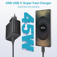 Carica l'immagine nel visualizzatore di Gallery, 45W USB C Caricatore Caricabatterie con 3M Nylon Cavo USB Type-C per Samsung Galaxy S26 S25 S24 S23 S22/S21Note/A53/A15,