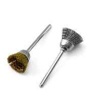 Carica l'immagine nel visualizzatore di Gallery, QWORK® 36 Pezzi Spazzole Metalliche per Trapano Smerigliatrice, Spazzole Ottone Spazzole Acciaio per Pulizia Molatura Lu